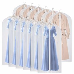 Dust Cover 10PCS Clear Garment Bags for Closet Storage Suit Bag Hanging Clothes Dust Proof with Zipper Coat Long Dresses 230628