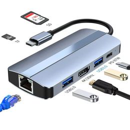 9 in 1 USB C HUB Type C to HDTV 4K RJ45 VGA SD Reader PD 100W Charger USB3.0 Hubs For MacBook Pro Dock Station Splitter