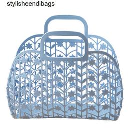 Totes Vintage Festive Party for Women Summer Jelly Bags Plastic Beach Purses Vegetable Basket Handle Shopping Handbags stylisheendibags