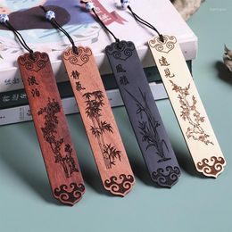 Retro Carving Four Seasons Bookmarks Chinese Style Ebony Book Clip Student Delicate Reading Tool School Stationery Supply