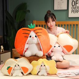 22/32CM Kawaii Transform Rabbit Plush Toys Lovely Plush Toast Carrot Sun Flower Holding Bunny Stuffed Soft for Children Kids