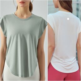 LL-DSG420 Women's Yoga Outfit Short Sleeve Tshirt Solid Colour Sports Shirts Running Excerise Gym Fitness Trainer Girls Jogging Sportswear Fast Dry Tops