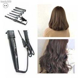 1Set Practical ABS Temp Control 6 In 1 Tube Changing Tourmaline Ceramic Set for Personal Use Curling Tube Hair Curler L230520