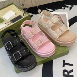 Slide Decoration Crystal Women Sandals Designer Luxury Thick Sole Rubber Flat Bottom Buckle Seaside Slippers