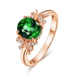 Cluster Rings European And American Temperament Grandmother Emerald Simulation Green Tourmaline Butterfly Colour Treasure Open Ring Woman