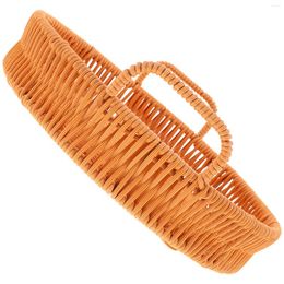 Dinnerware Sets Rattan Storage Tray Woven Baskets Natural Rack Party Fruit Bread Serving Household Box Iron Gifts Empty Desktop