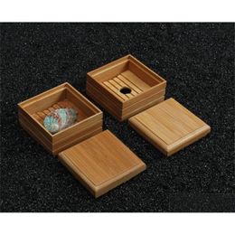 Soap Dishes Wood Box Bamboo Dish Tray Holder Storage Rack Container Hand Craft Bathtub Shower For Bathroom Xb Drop Delivery Home Gar Dhgvc