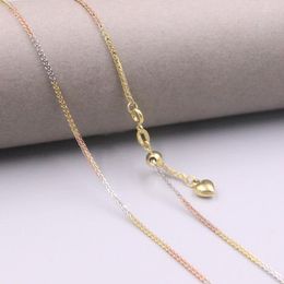 Chains Au750 Real 18K Multi-tone Gold Chain Neckalce For Women Female 1.1mm Colour Wheat Choker Necklace 24''L Gift