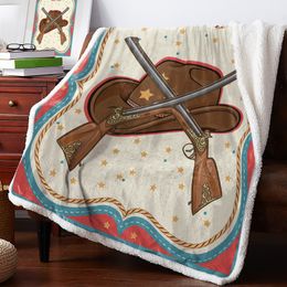 Blankets Cowboy Hat Winter Warm Cashmere Blanket for Bed Wool Throw Office Bedspread 230628