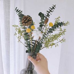 Dried Flowers Bunch Natural Flower Eucalyptus Bouquet DIY Home Wedding Party Decor Festival Ceremony Flores Preservadas Rose Eternelle