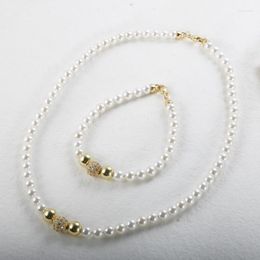 Necklace Earrings Set Waterproof Beads Shell Pearl Pendant Stainless Steel Gold Colour Wholesale Summer Jewellery Bracelet