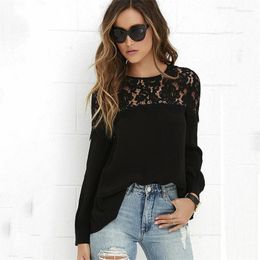 Women's Blouses MisShow Floral Lace Women Chiffon Blouse Holow Out Long Sleeve Pullover Casual Shirts Camisas Beach Sun Tops