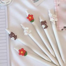 Pcs/lot Cartoon Bear Press Gel Pen Cute 0.5mm Black Ink Signature Pens School Office Writing Supplies Promotional Gift