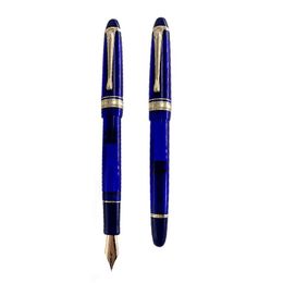 Pens Yong Sheng 699 14k gold Blue Fountain Pen Translucent Brown Vaccum Filling FountainPen Fine Nib Pen Office Stationery Gift BOX