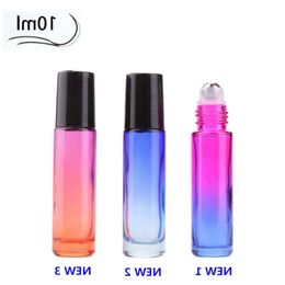 2019 NEW Colourful 10ml Glass Roll On Bottles with Stainless Steel Roller Ball For Essential Oils Perfume 300pcs/lot Via DHL Free Shippi Iqrf