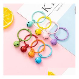 Keychains Lanyards 1.3Cm Candy-Colored Paint Small Bells Keychain Party Pet Decorate Key Chain Accessories Christmas Decoration Co Dhbvd