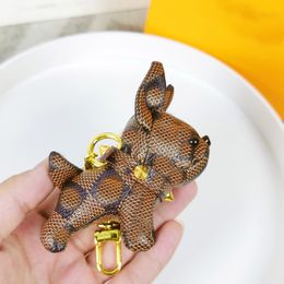 Cute Key Holder Bulldog Keychains Luxurys Designers Keychain Small Dog Car Key Portachiavi Keyring for Women Jewelr Bag Charms Lanyards Mens Fashion Accessories