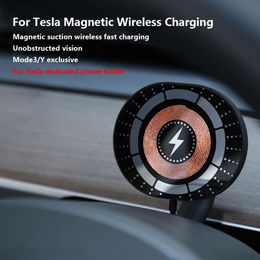 Magnetic Wireless Car Charger Mount Adsorbable Smartphone Holder For Tesla Model 3 Y Car Phone Holder Mounts Accessoires