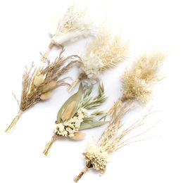 Dried Flowers Mini Gypsophila Bouquets Natural Grass Bouquet Leaves Lagurus Wedding Flower DIY Craft Card Decor