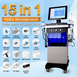 15 in 1 Hydra facial Machine Hydro Dermabrasion face lifting Peeling Ultrasonic Skin Scrubber Oxygen Spray Skin Care Microdermabrasion
