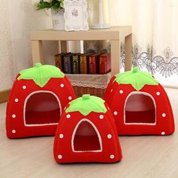 Kennels Ly Pet Dog Cat Puppy Cave House Cushion Home Bed Soft Cute Washable Strawberry Shape