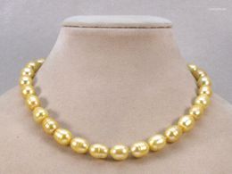 Chains Single 11-12mm Yellow Coffee Grey Cultured Freshwater Natural Pearl Necklace 17"