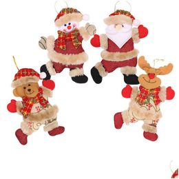 Christmas Decorations Plush Hanging Ornaments Santa Snowman Reindeer Bear Xmas Tree Pendant Holiday Party Decoration Xbjk2109 Drop D Dhrk0