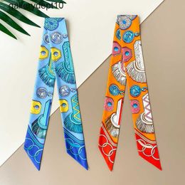 High Quality and High-endH Silk Scarves Small Long Twill Arm Bag Ribbon Wrapped Handle Decoration Mulberry Silk Bevel Double-Sided Hair Band