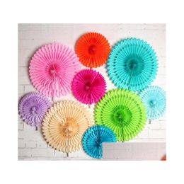 Decorative Flowers Wreaths Tissue Paper Cut-Out Fans Pinwheels Hanging Flower Crafts For Showers Party Birthday Festival D Dh1Dc