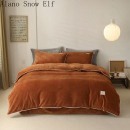 Bedding sets Luxury Autumn Winter Warm Blue Bedding Set Plush Kawaii Mink Velvet Queen Duvet Cover Set with Sheets Single Double Bedding Sets 230628