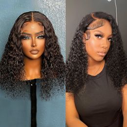 Brazilian13x6 Deep Wave Transparent T Part Lace Frontal Bob Wig Human Hair Wigs Short 150% Cruly Closure Wig For Women