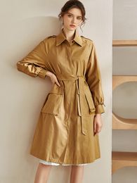 Women's Trench Coats Intellectual Temperament British Windbreaker Women&#39;s Autumn 2023 Slim Fit Lace Up Medium And Long Coat