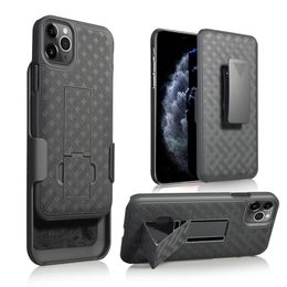 Defender Phone Case For iPhone 14 13 12 11 Pro Max XR XS Max 7 8 Plus With Kickstand & Belt Clip Holster Heavy Duty Shockproof Woven Pattern Design Phone Back Cover