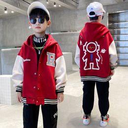 Jackets Spring Autumn Jackets Coat Boys Basketball Jacket Teen Kids Hooded Baseball Uniform Children Bomber Jacket 4 6 8 10 12 13 14 Y 230628