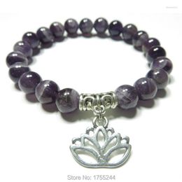 Strand SN1119 Natural Stone Healing Mala Bracelet Yoga Jewellery Lotus Wrist Meditation Energy Strength Trendy Mother's Day Gift