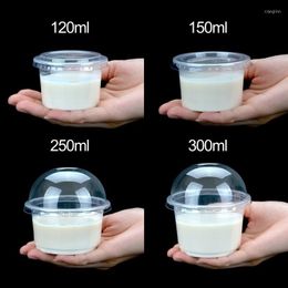 Gift Wrap 100 Set Pudding Cup Disposable Plastic Cups Lid Small Containers Dessert Box Wedding Party Birthday 4/5/8/10oz