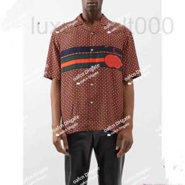 Men's T-Shirts Designer 23AW men's designer luxury t-shirt geometric bird pattern print bowling shirt high-quality top 100% polyester P4I2