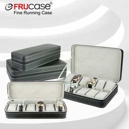 Jewellery Boxes FRUCASE Black Watch Box 612 Grids PU Leather Case Storage for Quartz Watcches Display Gift 230628