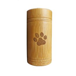 Other Cat Supplies Handmade Bamboo Pet Urns Dog Paw Foot Pattern Cremation Ashes Urn Keepsake Casket Columbarium for Dogs Accessories 230628