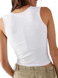 Women's Tanks Women S Sleeveless Scoop Neck Tank Tops - Solid Color Cami Crop For Summer Streetwear With Slim Fit And Exposed Navel