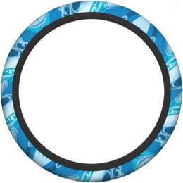 Steering Wheel Covers Abstract Blue Water Wave Car Cover Womens Girls Mens 15 Inches Anti-Slip Universal Truck Vans SUV Auto Protector