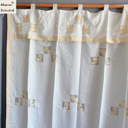 Curtain Pastoral Handmade Soft Cotton Fabric Blackout Curtains With Valance Embroidery Solid White Short Kitchen Blinds Tap Top