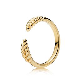 Golden Grains Open Ring for Pandora Real 925 Sterling Silver Stacking Rings designer Jewelry For Women Girls Sisters Gift Luxury ring with Original Box Set