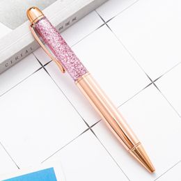 Pens 50 Pcs Luxury Colourful Quicksand Creative Metal Crystal Ballpoint Pen Office Birthday Gifts Engraved Name Custom Rose Gold