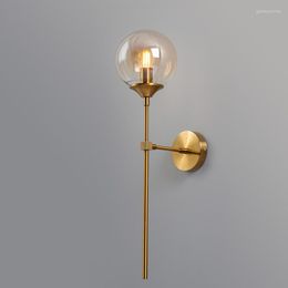 Wall Lamp Modern Glass For Bedroom Bedside Reading Fixture Stairs Corridor Nordic Bathroom Mirror Brass Lighting Restaurant Deco