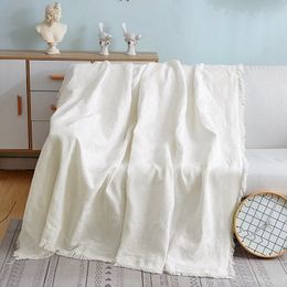 Blankets Nordic Sofa Blanket White Bohemian Throw with Tassel Outdoor Camping Picnic Mats Towels Home Decor Manta Blanca 230628