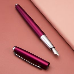Pens HongDian 525 Metal Fountain Pen Matte Barrel Iridium EF / Small Bent 0.4mm / 0.6mm Ink Pen Office Business Writing Gift Ink Pen