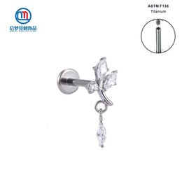 Navel Bell Button Rings 16G High Polish ASTM 36 Leaf Shape Dangle Labret Stud Daith Earring Brosk Helix Piercing Jewelry 230628