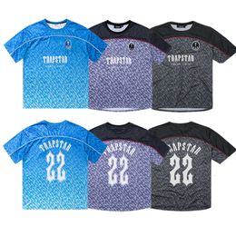 Trapstar Football Jersey Designer Mens Shirt Mesh Short Sleeve Blue No.22 Sportswear T-shirt Leisure Trend Street Fashion Cp3m