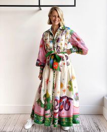 Basic Casual Dresses Australian Designer Dress 2024 Spring/summer Seeker Chases the Sun Series Positioning Print Belt Long
